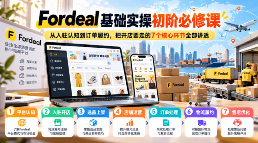 Fordeal基础实操初阶必修课，从入驻认知到订单履约，把开店要走的7个核心环节全部讲透-小灰云创