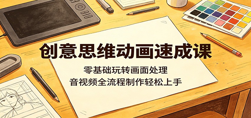 创意思维动画速成课：零基础玩转画面处理，音视频全流程制作轻松上手-小灰云创