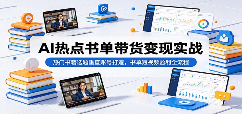 AI热点书单带货变现实战：热门书籍选题垂直账号打造，书单短视频盈利全流程-小灰云创