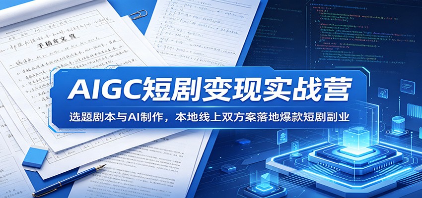 AIGC短剧变现实战营：选题剧本与AI制作，本地线上双方案落地爆款短剧副业-小灰云创