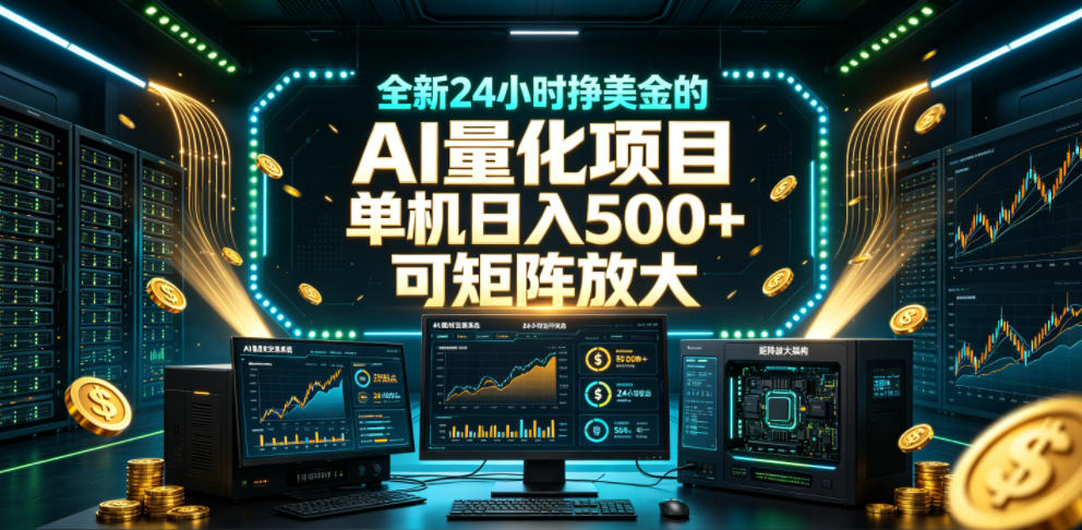 全新24小时挣美金的AI量化项目,单机日入500+,每天见收益,可矩阵放大【揭秘】 全新24小时挣美金的AI量化项目,单机日入500+,每天见收益,可矩阵放大【揭秘】