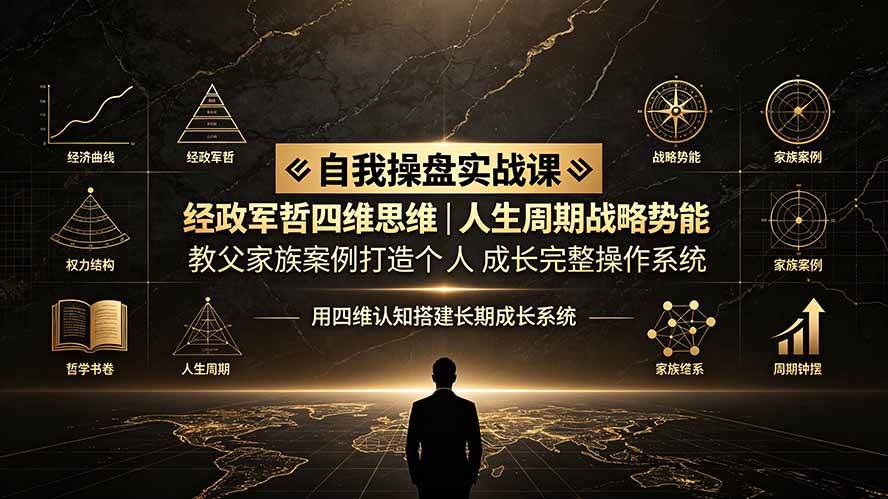 (19398期)自我操盘实战课:经政军哲四维思维|人生周期战略势能|教父家族案例打造个人成长完整操作系统-小灰云创