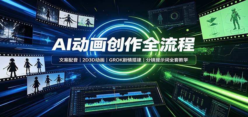 AI动画创作全流程:文案配音,2D3D动画,GROK剧情搭建,分镜提示词全套教学-小灰云创