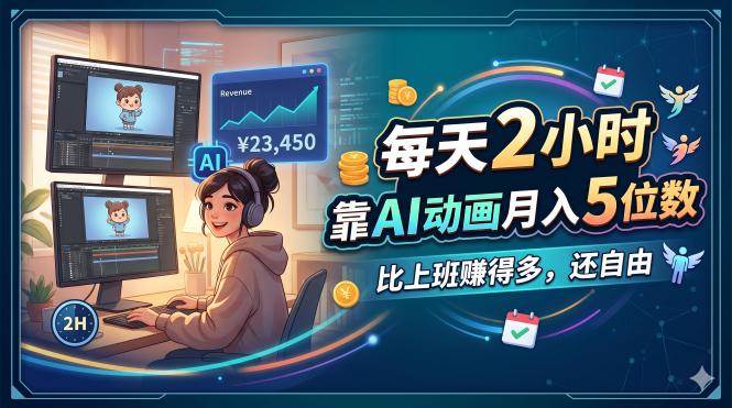 （18051期）每天 2 小时，靠 AI 动画月入 5 位数，比上班赚得多，还自由 - 小灰云创-小灰云创