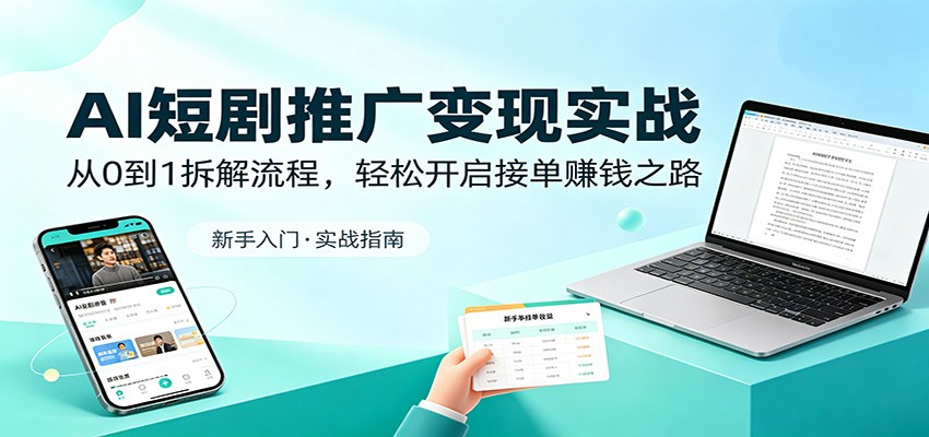 AI短剧推广变现实战：从0到1拆解流程，轻松开启接单赚钱之路-小灰云创