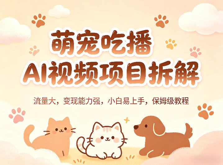 萌宠吃播AI视频项目拆解，流量大，变现能力强，小白易上手，保姆级教程-小灰云创
