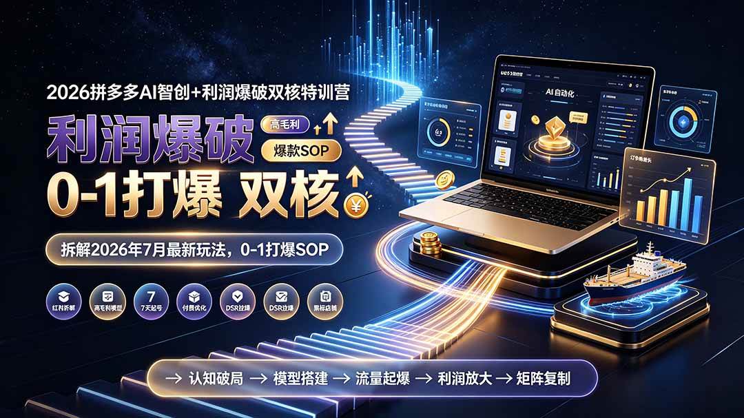 （19804期）2026拼多多AI智创+利润爆破双核特训营-更新：拆解2026年7月最新玩法，0-1打爆SOP-小灰云创