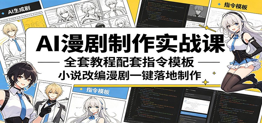 AI漫剧制作实战课:全套教程配套指令模板,小说改编漫剧一键落地制作-小灰云创