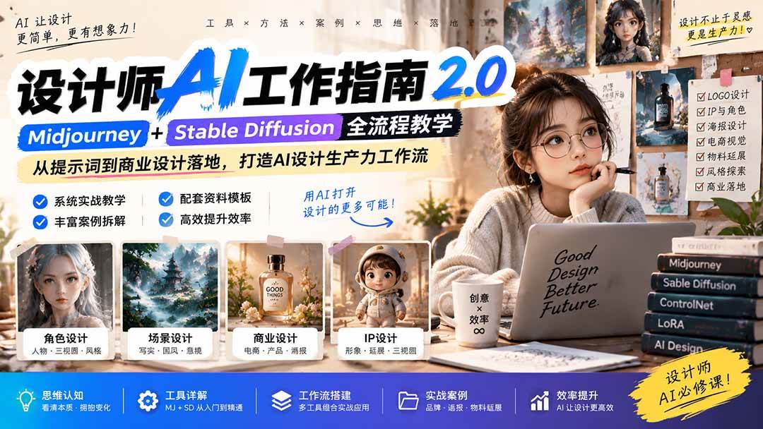 （20562期）《设计师AI工作指南 2.0》-无水印课：从思维落地，解锁 AI 设计生产力-小灰云创