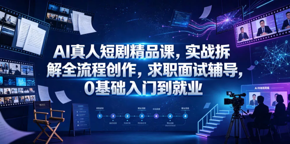 AI真人短剧精品课,实战拆解全流程创作,求职面试辅导,0基础入门到就业-小灰云创