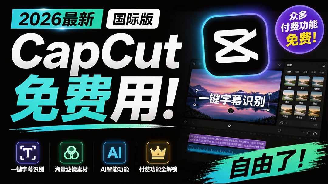 （19621期）2026最新国际版剪映！CapCut 众多付费功能免费用，一键字幕识别 / 滤镜素材 / AI智能功能自由了 CapCut-小灰云创