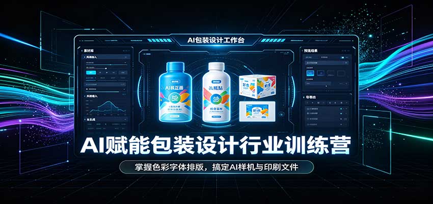 AI赋能包装设计行业训练营：掌握色彩字体排版，搞定AI样机与印刷文件-小灰云创