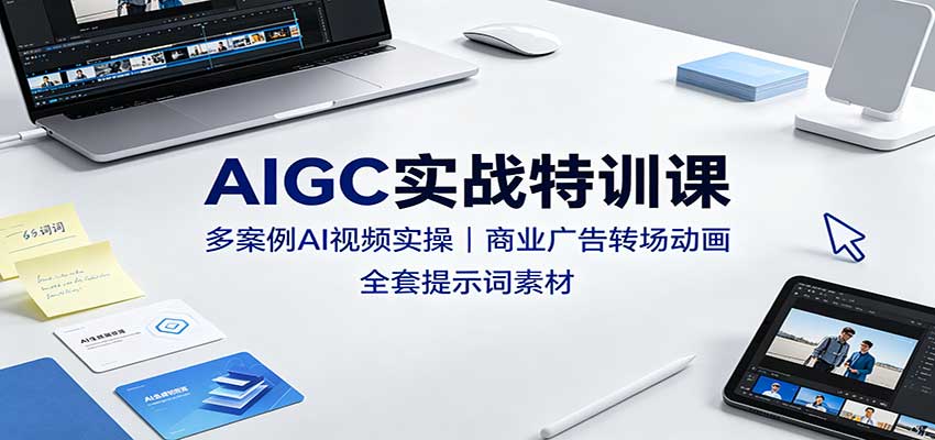 AIGC实战特训课:多案例AI视频实操,商业广告转场动画,全套提示词素材-小灰云创