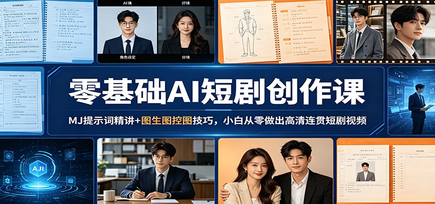 零基础AI短剧创作课：MJ提示词精讲+图生图控图技巧，小白从零做出高清连贯短剧视频-小灰云创