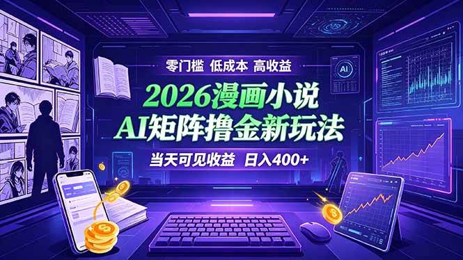 (19219期)爆款小说漫画大阅读 ai矩阵操作 当天可见收益 日入400+ 零门槛 高收益-小灰云创