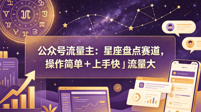 公众号流量主：星座盘点赛道，操作简单＋上手快＋流量大-小灰云创