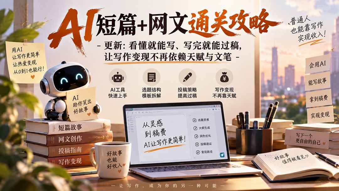 (20861期)AI短篇+网文通关攻略-更新1009:看懂就能写、写完就能过稿,让写作变现不再依赖天赋与文笔-小灰云创