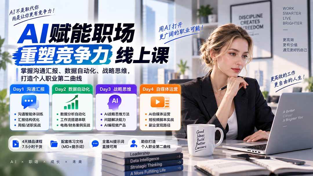 （20531期）AI职场提效与第二曲线实战课-无水印：学习沟通汇报、数据工作流和战略思维，掌握AI编程做产品及自媒体运营方法-小灰云创
