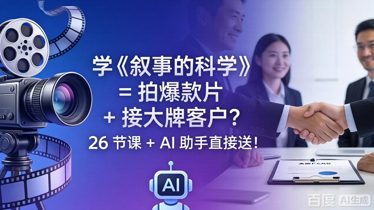 学《叙事的科学》= 拍爆款片 + 接大牌客户？26 节课 + AI 助手直接送！-小灰云创