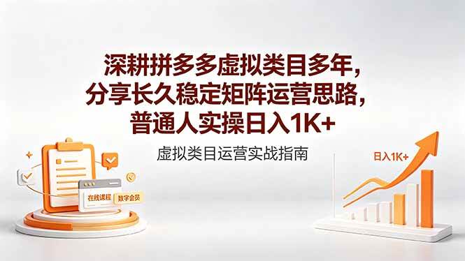 (18501期)深耕拼多多虚拟类目多年,分享长久稳定矩阵运营思路,普通人实操日入1K+-小灰云创