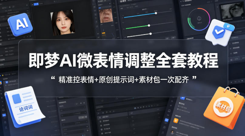 即梦AI微表情调整全套教程，精准控表情+原创提示词+素材包一次配齐 - 小灰云创-小灰云创
