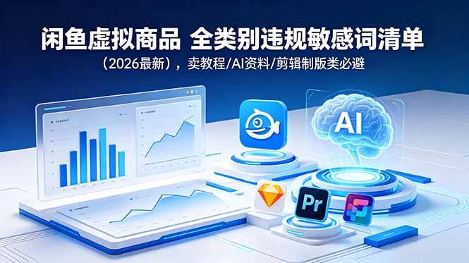 (18961期)闲鱼虚拟商品 全类别违规敏感词清单(2026最新),卖教程/AI资料/剪辑制版类必避-小灰云创