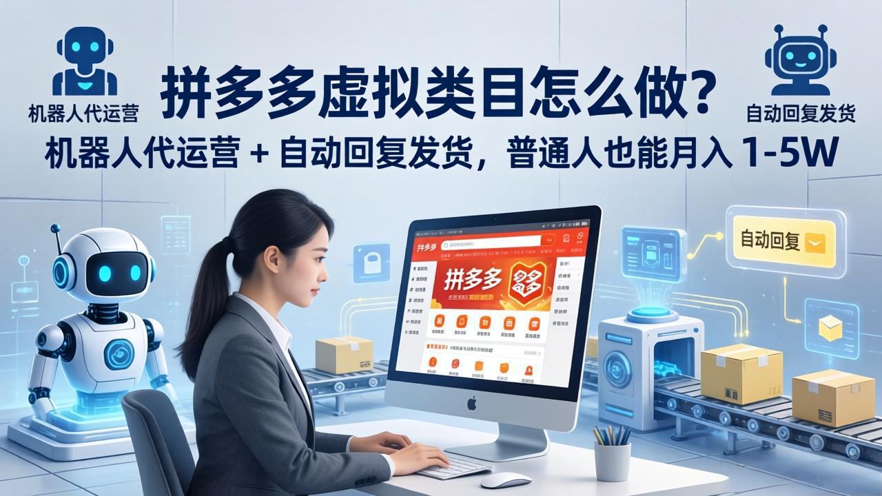 拼多多虚拟类目怎么做？机器人代运营 + 自动回复发货，普通人也能月入 1-5W-小灰云创