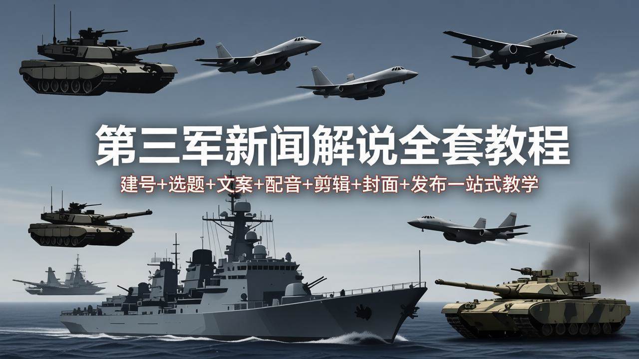 （18081期）第三军迷新闻解说全套教程：建号+选题+文案+配音+剪辑+封面+发布一站式教学 - 小灰云创-小灰云创
