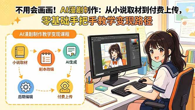 （18439期）不用会画画！AI漫剧制作：从小说取材到付费上传，零基础手把手教学变现路径-小灰云创