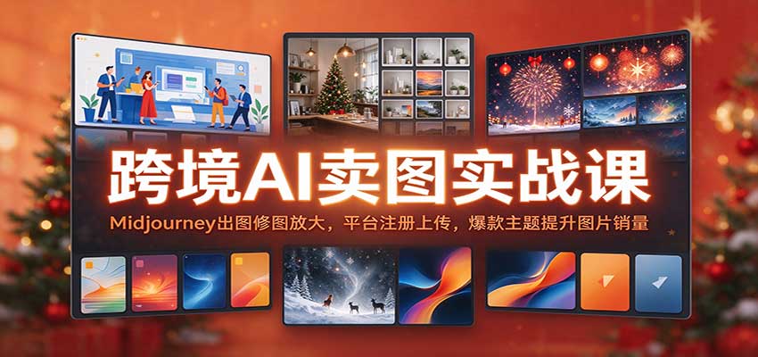 跨境AI卖图实战课:Midjourney出图修图放大,平台注册上传,爆款主题提升图片销量-小灰云创