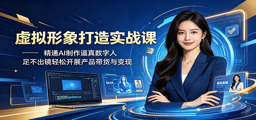 虚拟形象打造实战课：精通AI制作逼真数字人，足不出镜轻松开展产品带货与变现-小灰云创