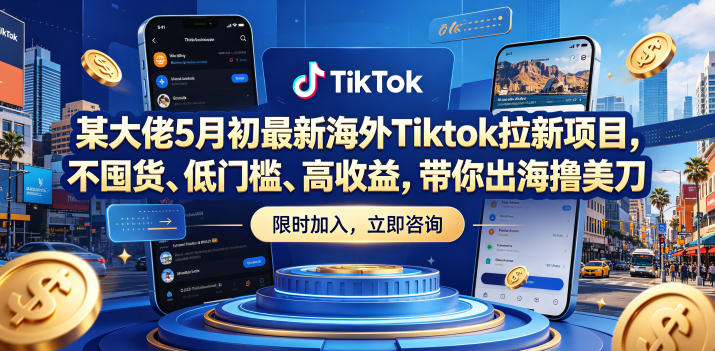 某大佬5月初最新海外Tiktok拉新项目,不囤货、低门槛、高收益,带你出海撸美刀-小灰云创