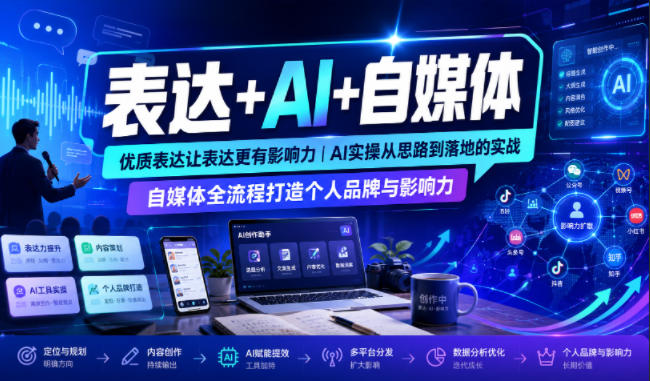 表达+AI+自媒体，优质表达让表达更有影响力|AI实操从思路到落地的实战|自媒体全流程打造个人品牌与影响力-小灰云创