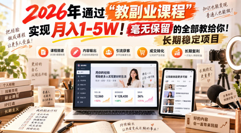 2026年通过“教副业”实现月入1-5W！毫无保留的全部教给你！长期稳定项目-小灰云创