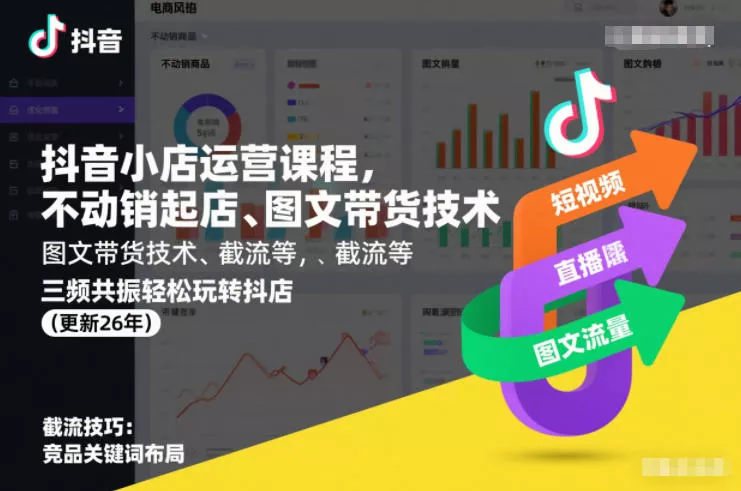抖音小店运营课程,不动销起店、图文带货技术、截流等,三频共振轻松玩转抖店(更新260815)-小灰云创