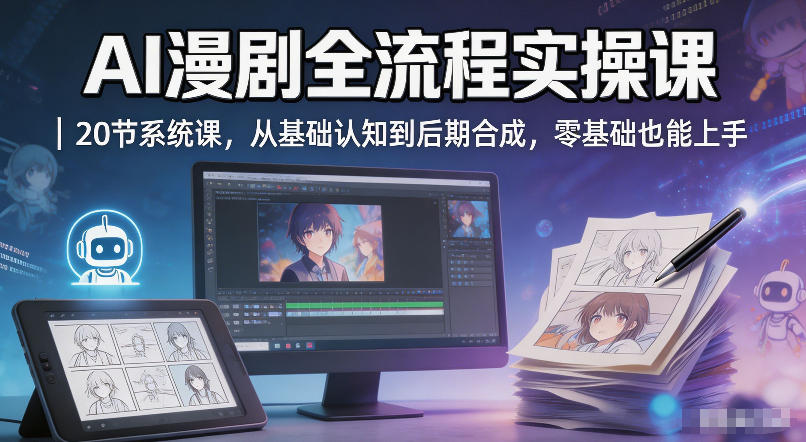 AI漫剧全流程实操课｜20节系统课，从基础认知到后期合成，零基础也能上手-小灰云创