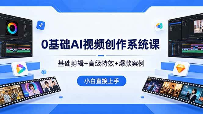 （18354期）0基础AI视频创作系统课，基础剪辑+高级特效+爆款案例，小白直接上手-小灰云创