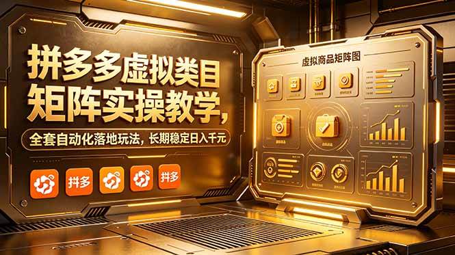 （18847期）拼多多虚拟类目矩阵实操教学，全套自动化落地玩法，长期稳定日入千元-小灰云创