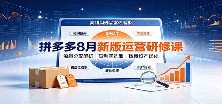 拼多多8月新版运营研修课:流量分配解析,高利润选品,链接投产优化-小灰云创
