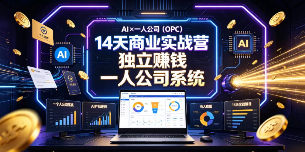 AI×一人公司(OPC)14天商业实战营,用AI帮你搭建一个属于你自己的、能独立賺钱的一人公司系统-小灰云创