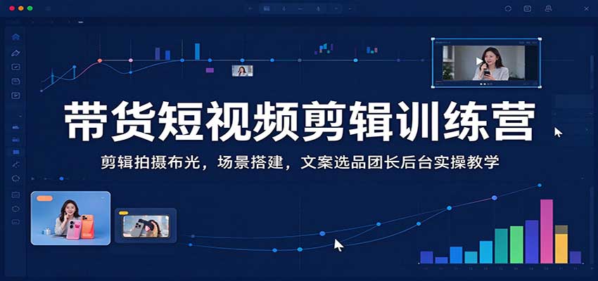 带货短视频剪辑训练营：剪辑拍摄布光，场景搭建，文案选品团长后台实操教学-小灰云创