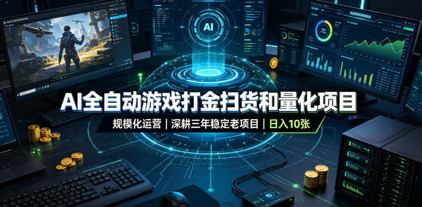 AI全自动游戏打金扫货和量化项目，规模化运营日入10张，深耕三年稳定老项目！【揭秘】-小灰云创