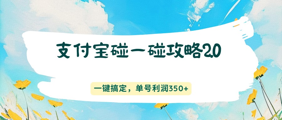 支付宝碰一碰攻略2.0，一键搞定，单号利润350+ - 小灰云创-小灰云创