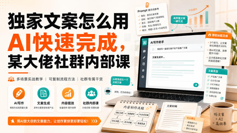 独家文案怎么用AI快速完成，某大佬社群内部课-小灰云创