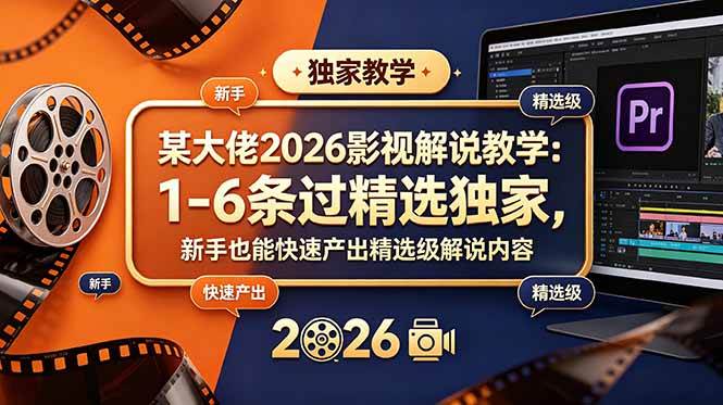 (18946期)某大佬2026影视解说教学:1-6条过精选独家,新手也能快速产出精选级解说内容-小灰云创