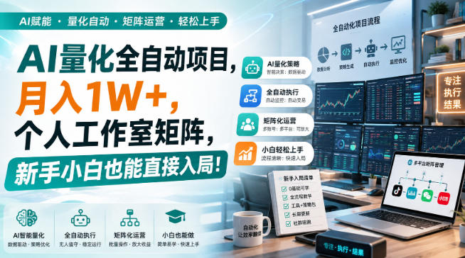AI量化全自动项目，月入1W+，个人工作室矩阵，新手小白也能直接入局！【揭秘】-小灰云创