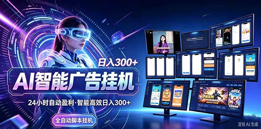 (20964期)24小时AI广告挂机|在家就能做的被动副业-小灰云创