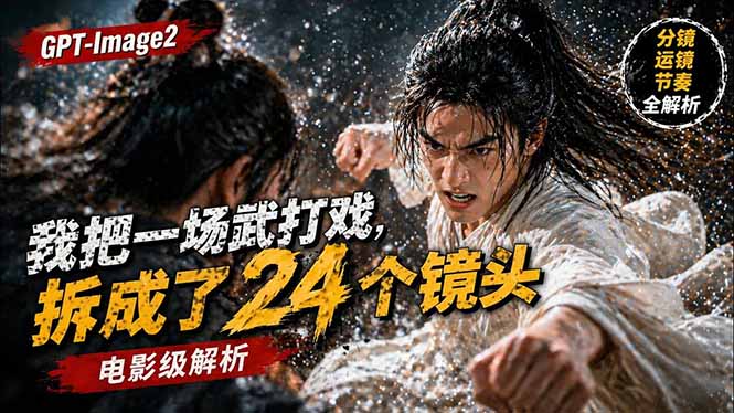 用GPT-Image2，把一段武打对决拆成24个连续镜头，从人物建立、动作衔接、运镜节奏，到情绪爆发-小灰云创