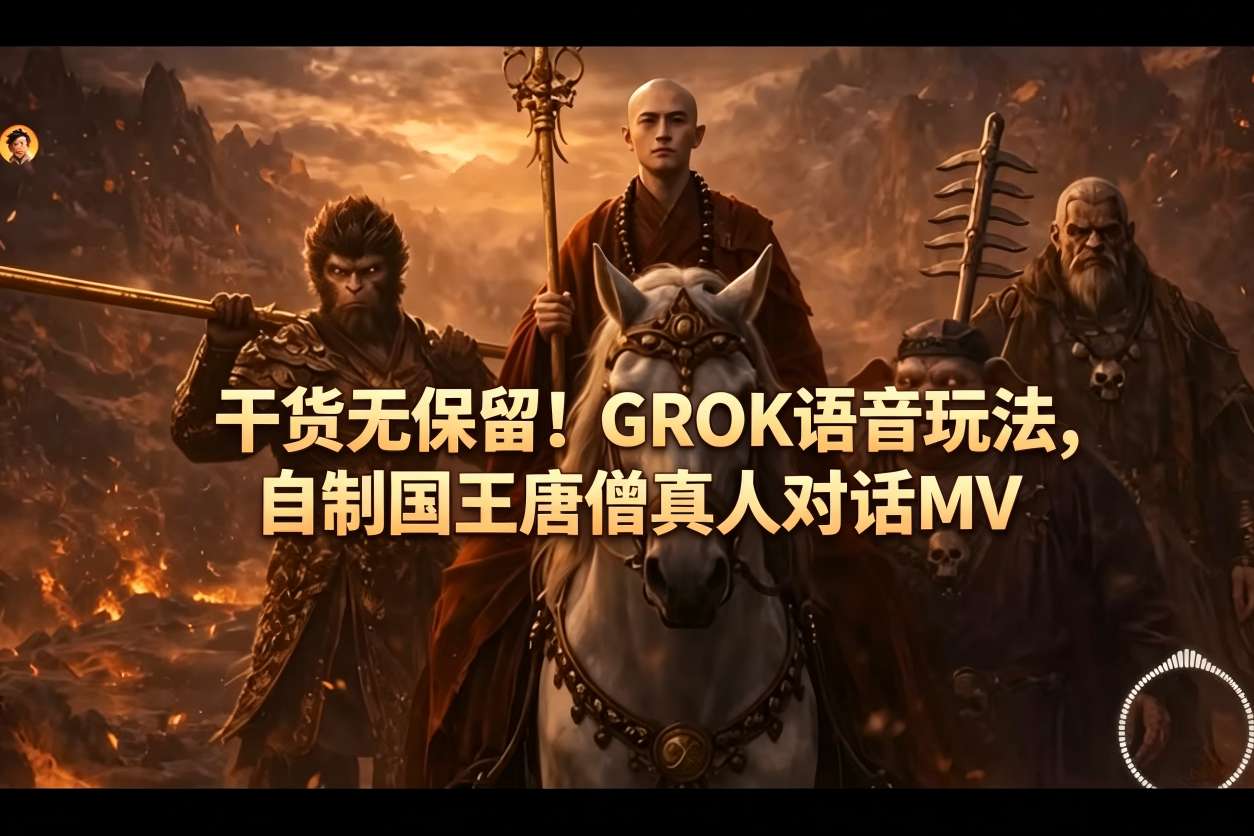 干货无保留！GROK语音玩法，自制国王唐僧真人对话MV-小灰云创