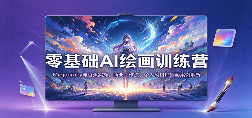 零基础AI绘画训练营：Midjourney与香蕉实操，商业工作流，个人风格IP插画案例解析-小灰云创